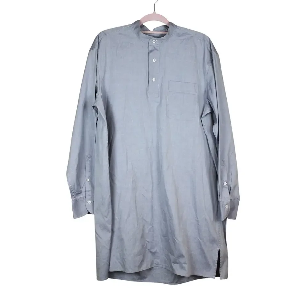 Connolly Blue Long Sleeve Caftan Spring Summer Career Plus Size Shirt Dress